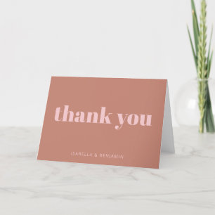 Cartão De Agradecimento Casamento Personalizado Cor-de-Rosa Moderno Terrac