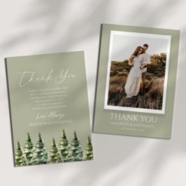 Cartão De Agradecimento Casamento Personalizado Da Árvore De Inverno Snowy