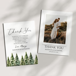 Cartão De Agradecimento Casamento Personalizado Da Árvore De Inverno Snowy