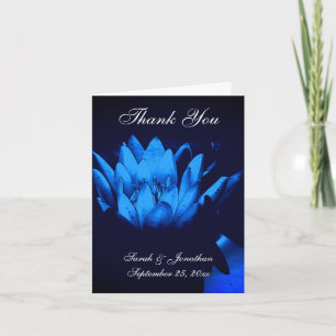 Cartão De Agradecimento Casamento Personalizado da Flor Azul Lotus Lily