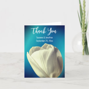 Cartão De Agradecimento Casamento Personalizado Da Flor Da Tula Branca
