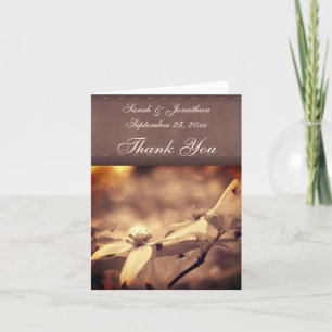 Cartão De Agradecimento Casamento Personalizado da Flor Vintage Sepia Dogw