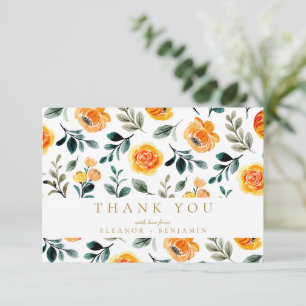 Cartão De Agradecimento Casamento Personalizado De Flores De Laranja