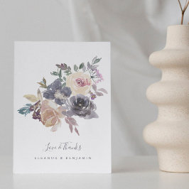 Cartão De Agradecimento Casamento Personalizado De Mola Floral Dusty Purpl