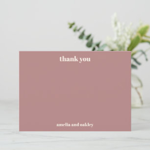 Cartão De Agradecimento Casamento Personalizado De Rosa De Dusty Minimalis