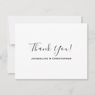 Cartão De Agradecimento Casamento Personalizado de Script Chic Black Minim