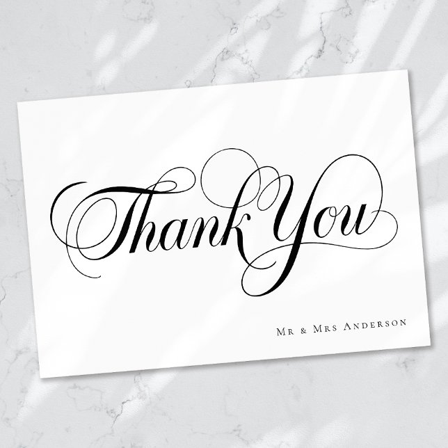 Cartão De Agradecimento Casamento Personalizado de Script de Caligrafia Ch (Criador carregado)