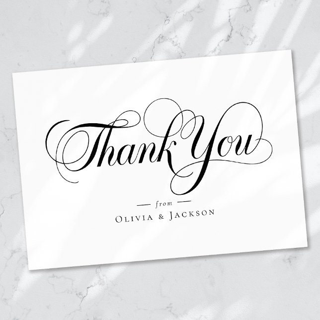Cartão De Agradecimento Casamento Personalizado de Script de Caligrafia Ch (Criador carregado)