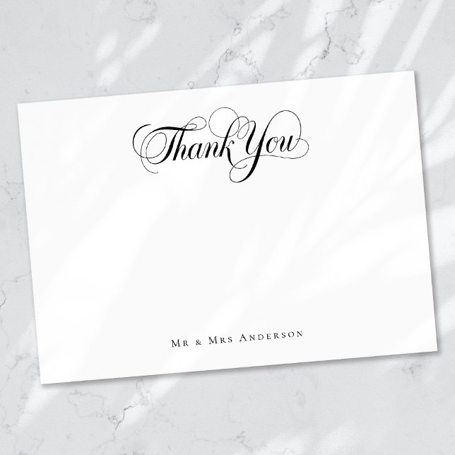 Cartão De Agradecimento Casamento Personalizado de Script de Caligrafia Ch (Criador carregado)