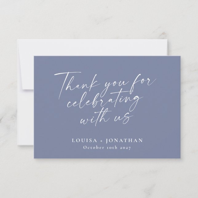 Cartão De Agradecimento Casamento Personalizado De Script De Tendy Periwin (Frente)