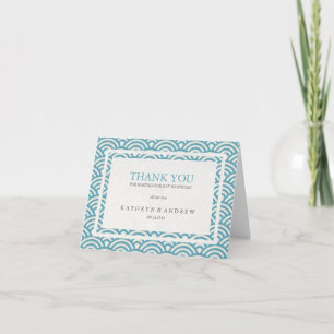 Cartão De Agradecimento Casamento Personalizado de Seigaiha Japonês Obrig