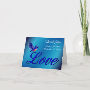 Cartão De Agradecimento Casamento Personalizado do Amo Elegante Bluebird