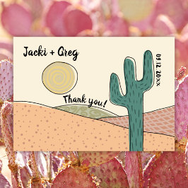 Cartão De Agradecimento Casamento Personalizado Do Deserto De Boho Cactus