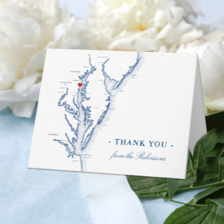 Cartão De Agradecimento Casamento Personalizado Do Mapa Da Baía De Annapol