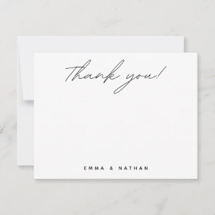 Cartão De Agradecimento Casamento Personalizado Minimalista Fonte Preta