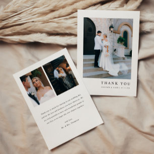 Cartão De Agradecimento Casamento Personalizado Moderno Minimalista com 3