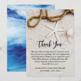 Cartão De Agradecimento Casamento Personalizado na Praia Tropical Costeira