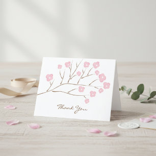 Cartão De Agradecimento Casamento Pink Cherry Blossoms