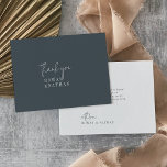 Cartão De Agradecimento Casamento Plana Azul Marinho Escuro Moderno<br><div class="desc">Este cartões de agradecimentos de casamento azul-escuro, marinho-chic moderno, é perfeito para um casamento simples. O design boho neutro apresenta uma tipografia rústica única e na moda boêmica em azul escuro e branco minimalista. Personalize a parte traseira do cartão com seus nomes e uma mensagem de obrigado. Como alternativa, deixe...</div>
