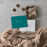 Cartão De Agradecimento Casamento Plana De Teal De Na moda De Idyllic<br><div class="desc">Este cartões de agradecimentos de casamento chato de na moda caligrafia idílica é perfeito para um casamento simples. O design simples e elegante apresenta a tipografia de scripts clássicos e de rico num fundo teal. Personalize o dentro da placa com seus nomes e uma mensagem de obrigado. Ou deixe o...</div>