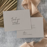 Cartão De Agradecimento Casamento Plana EDITÁVEL EDITÁVEL COM COR Chica Mo<br><div class="desc">Este cartões de agradecimentos de casamento plano, editável, moderno, é perfeito para um casamento simples. O design minimalista de boho apresenta uma tipografia rústica única e na moda boêmica em uma cor bege creme. Na visualização design, mude facilmente as cores deste design, se necessário, para se adequar à paleta de...</div>