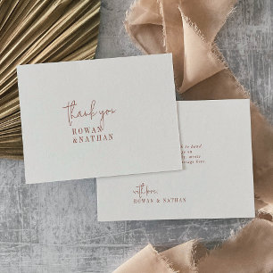 Cartão De Agradecimento Casamento Plana Moderno Chic Boho Cream
