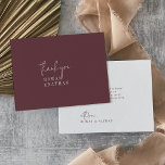 Cartão De Agradecimento Casamento Plana Moderno de Autumn Burgundy<br><div class="desc">Este moderno cartões de agradecimentos de casamento plano burgundy de outono é perfeito para um simples casamento. O moody boho design apresenta uma tipografia rústica única e na moda boêmica numa cor de vinho tinto marsala-escuro. Personalize a parte traseira do cartão com seus nomes e uma mensagem de obrigado. Como...</div>