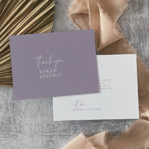 Cartão De Agradecimento Casamento Plana Roxo-Lavanda-Quic Moderno