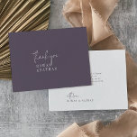 Cartão De Agradecimento Casamento Plano Púrpura de Ameixa Moderna<br><div class="desc">Este moderno cartões de agradecimentos de casamento roxo e chico é perfeito para um casamento simples. O design de boho minimalista apresenta uma tipografia boêmica rústica única e na moda em uma cor roxa de beringela escura. Personalize a parte traseira do cartão com seus nomes e uma mensagem de obrigado....</div>