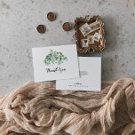 Cartão De Agradecimento Casamento Plano Verde Eucalyptus Moderno Caligrafi<br><div class="desc">Este cartões de agradecimentos de casamento plano, de caligrafia moderna e eucalipto verde é perfeito para um casamento rústico. O design apresenta lindas folhas verdes de eucalipto, pintadas à mão, reunidas em buquês elegantes para embelezar seu evento. Personalize o dentro da placa com seus nomes e uma mensagem de obrigado....</div>