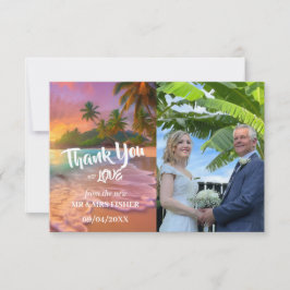 Cartão de Agradecimento Casamento Praia Tropical P