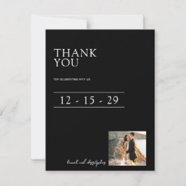 Cartão De Agradecimento Casamento Preto e Branco Lindos