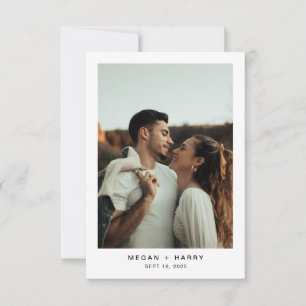 Cartão De Agradecimento Casamento preto e branco mínimo simples