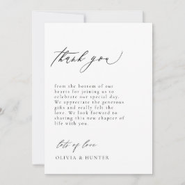 Cartão De Agradecimento Casamento Preto e Branco Moderno Chic