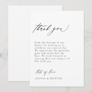 Cartão De Agradecimento Casamento Preto e Branco Moderno Chic
