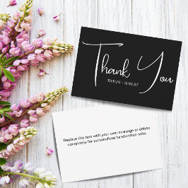 Cartão De Agradecimento Casamento preto e branco simples