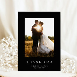 Cartão De Agradecimento Casamento preto Elegante
