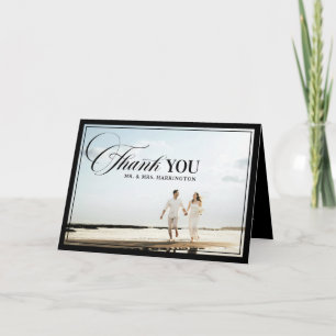 Cartão De Agradecimento Casamento Preto Luxuoso Chic de Dinheiro Antigo Mo