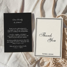 Cartão De Agradecimento Casamento Preto Ousado Marfim Creme Atemporal Dinh