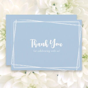 Cartão De Agradecimento Casamento Quadro Geométrico Script Estiloso Azul C
