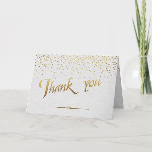Cartão De Agradecimento Casamento Real Gold Foil Personalizado OBRIGADO (Frente)