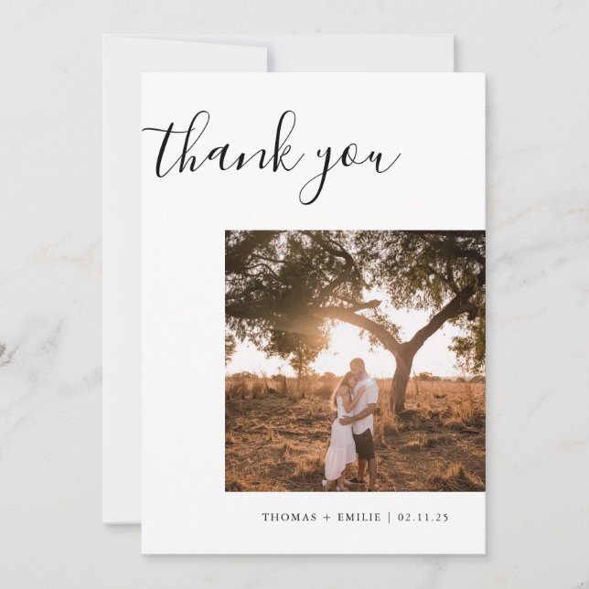 Cartão De Agradecimento Casamento recém casado três convidados de fotos (Frente)