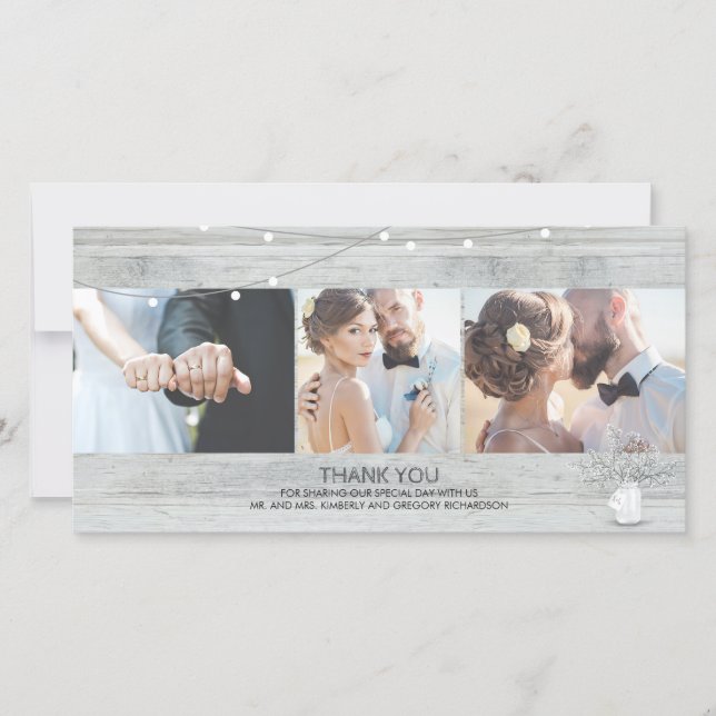 Cartão De Agradecimento Casamento Respiratório de Rustic Mason Jar Baby Ob (Frente)