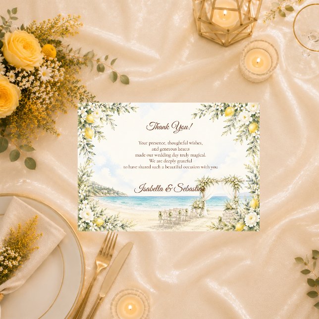 Cartão De Agradecimento Casamento Romântico à Beira-Mar (Criador carregado)