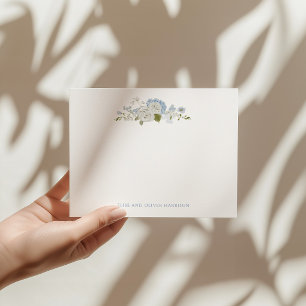 Cartão De Agradecimento Casamento Romântico Azul Suave Branco