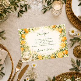 Cartão De Agradecimento Casamento Romântico com Citrinos