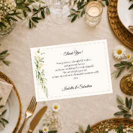 Cartão De Agradecimento Casamento Romântico com Elegantes Copos-de-Leite