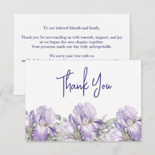 Cartão De Agradecimento Casamento Romântico com Jardim de Íris em Aquarela