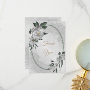 Cartão De Agradecimento casamento romântico de flores brancas