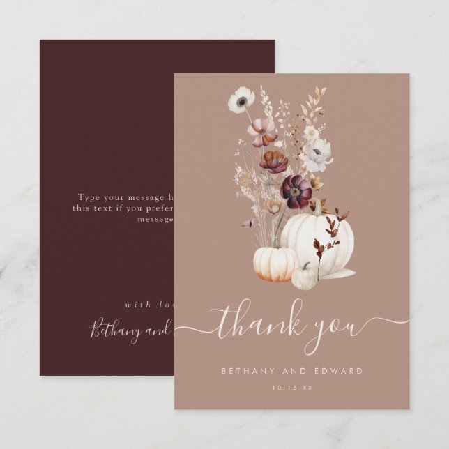 Cartão De Agradecimento Casamento Romântico de Flores Selvagens (Frente/Verso)